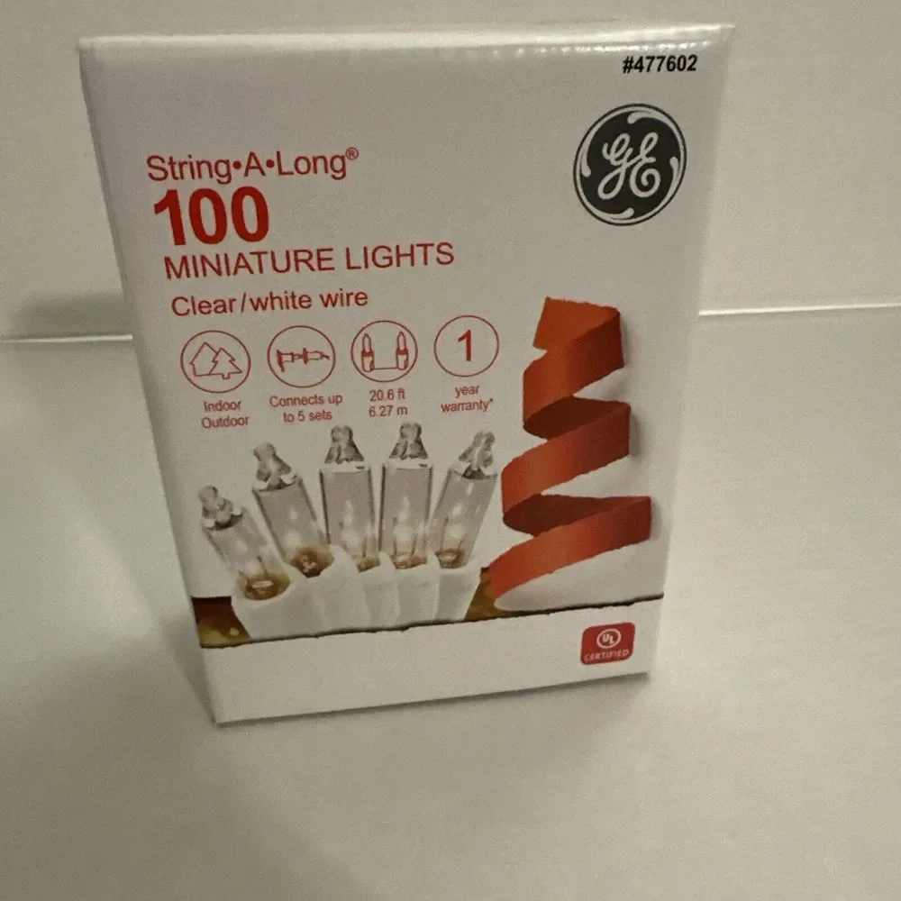 GE String-A-Long 100-Ct. Clear Incandescent Christmas String Lights w/White Wire